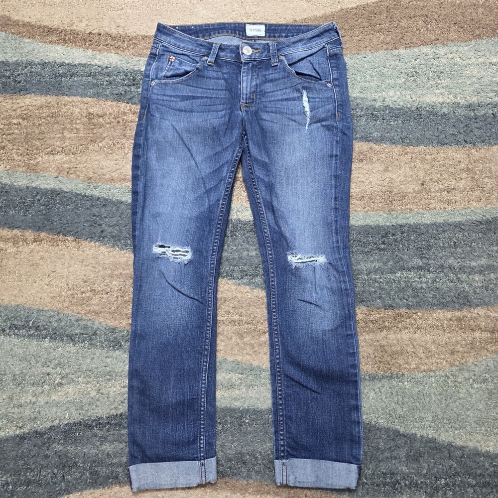 Hudson Jeans Womens 26 Dark Wash Distressed Skinny - Picture 2 of 14